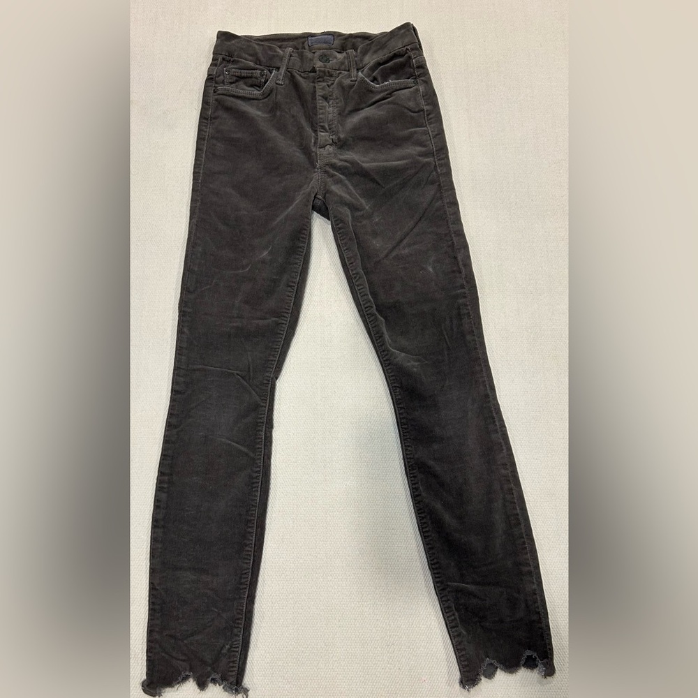 Mother High Waisted Looker Ankle Chew Hopscotch Taupe Corduroy Pants Size 24